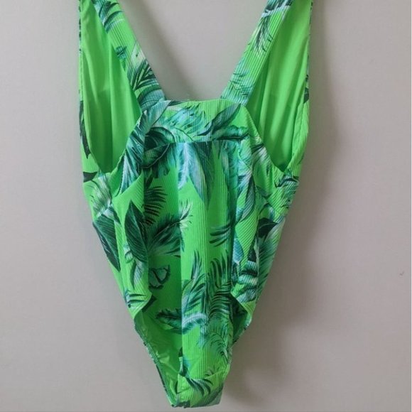 Coastal Wave One Piece Swim Suit Tropical  Green 3x - Picture 3 of 4